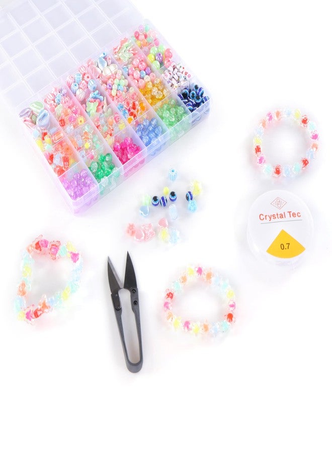 ambitieux DIY Bracelet Making Kit - 24 Colorful Beads, 10m Elastic Thread, Jute Bag, and Cutter - Gift for Girls Birthdays (Double Beads Multicolor) - Image 4